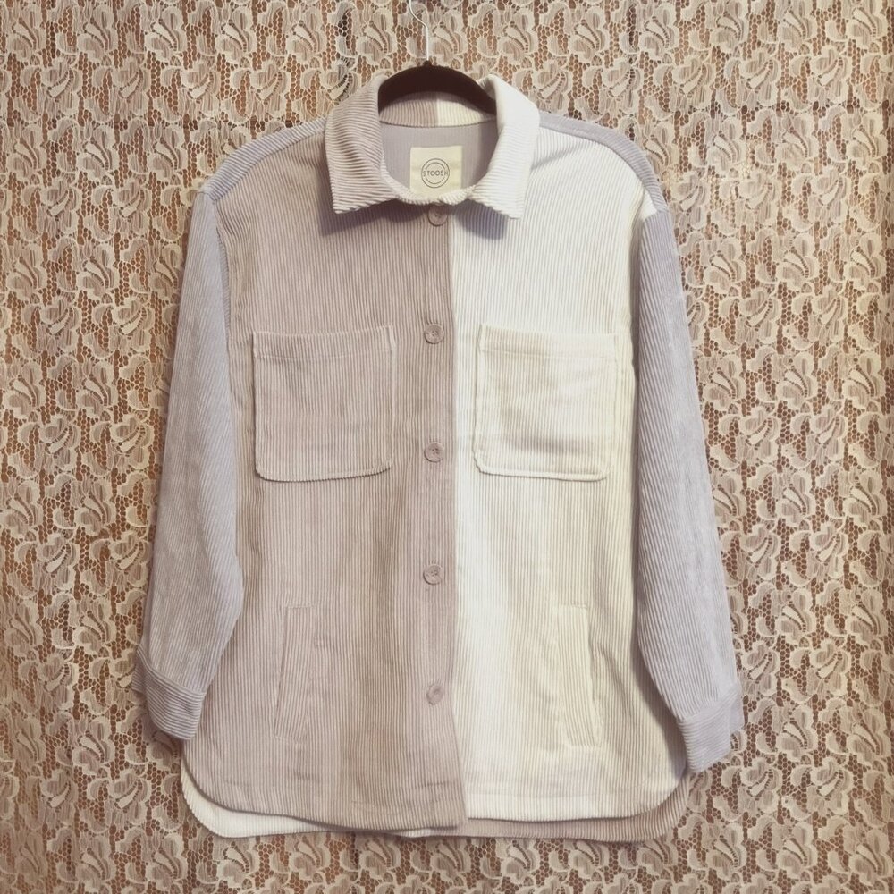 Corduroy Pastel Color-Block Button Down Shacket